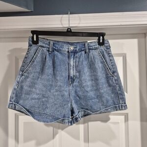 American Eagle Shorts Womens 8 Mom Denim Jean High Rise Pleated Retro Cuffed